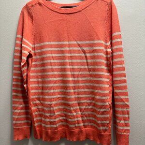 Jones New York 100% Extra Fine Merino Wool Sweater | Size XL | Coral & Cream Str